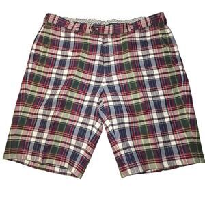 Brooks Brothers men's Baird McNutt irish linen red plaid short 11 inch size 38